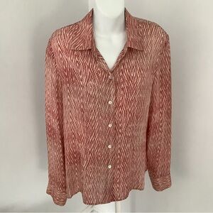 Caslon Mauve/Pink Button Down Silk Shirt Sz. M